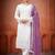 White and lavender faux georgette embroidered readymade salwar suit