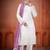White and lavender faux georgette embroidered readymade salwar suit
