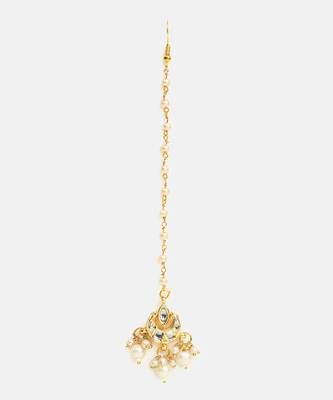 White kundan pearl maang tikka 3