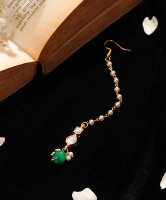 Green stone kundan maang tikka 2