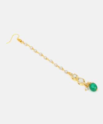 Green stone kundan maang tikka 4