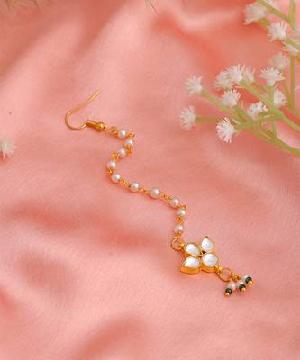 White pink stone pearl maang tikka 2