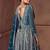 Teal blue faux chinon silk embroidered readymade anarkali suit