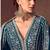 Teal blue faux chinon silk embroidered readymade anarkali suit
