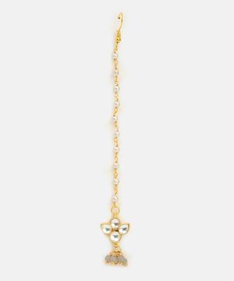 Grey kundan double drop maang tikka 3