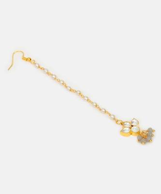 Grey kundan double drop maang tikka 4