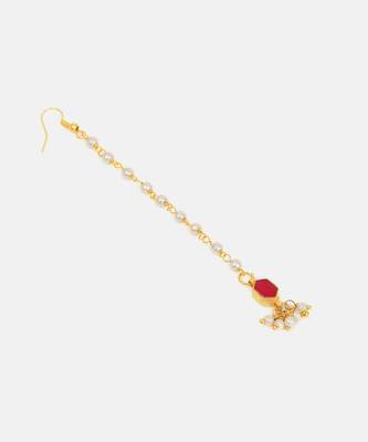 Red meenakari floral maang tikka 4