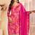 Rani pink faux chinon silk embroidered floral printed readymade salwar kameez