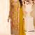 Golden faux chinon silk embroidered floral printed readymade salwar kameez