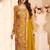 Golden faux chinon silk embroidered floral printed readymade salwar kameez
