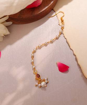 Brown stone pearl maang tikka 2