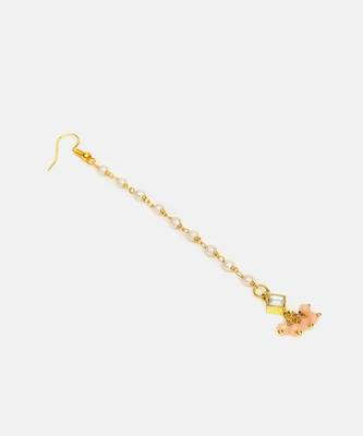 Pink stone kundan maang tikka 4