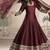 Maroon silk blend embroidered readymade anarkali dress with dupatta