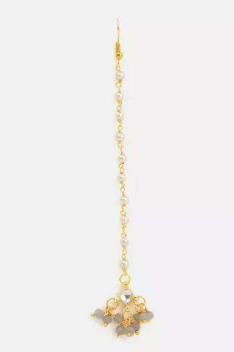 Grey stone floral maang tikka