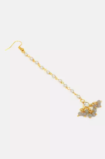 Grey stone floral maang tikka