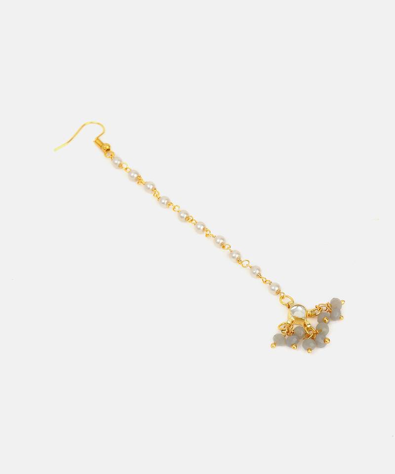 Grey stone floral maang tikka