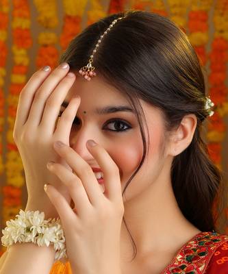 Pink kundan drop maang tikka 1