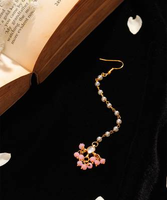 Pink kundan drop maang tikka 2