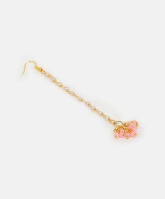 Pink kundan drop maang tikka 4