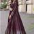 Wine faux georgette embroidered readymade indowestern dress