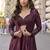 Wine faux georgette embroidered readymade indowestern dress