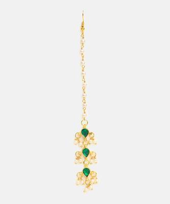 Green kundan triple drop maang tikka 3