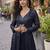 Navy blue faux georgette embroidered readymade indowestern dress