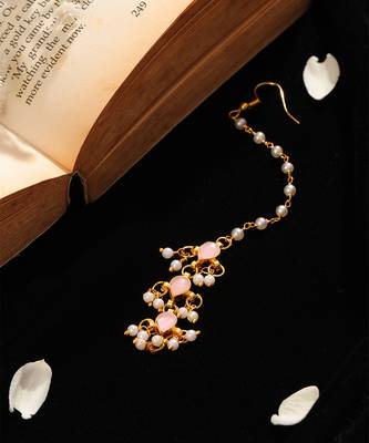 Pink kundan floral maang tikka 2
