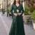 Dark green faux georgette embroidered readymade indowestern dress