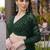 Dark green faux georgette embroidered readymade indowestern dress