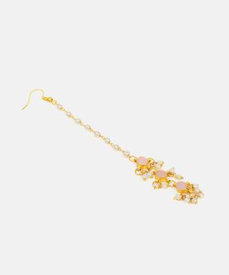 Pink kundan floral maang tikka 4