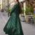 Dark green faux georgette embroidered readymade indowestern dress