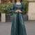 Teal faux georgette embroidered readymade indowestern dress