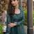 Teal faux georgette embroidered readymade indowestern dress