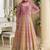 Rani pink and orange faux georgette embroidered readymade gown with dupatta