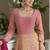 Rani pink and orange faux georgette embroidered readymade gown with dupatta