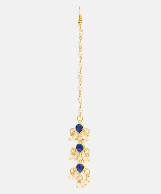 Blue kundan pearl drop maang tikka 3