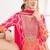Rani pink & orange faux chinnon anarkali kurta with dupatta