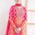 Rani pink & orange faux chinnon anarkali kurta with dupatta