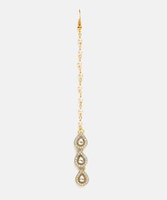 White polki teardrop maang tikka 3