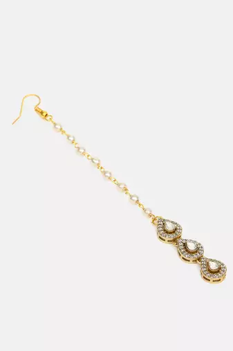 White polki teardrop maang tikka