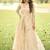Cream net embroidered readymade front slit short kurti with palazzo & dupatta