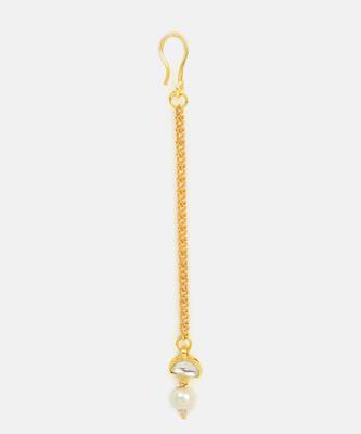 Gold plated white pearl drop maang tikka 3