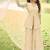 Cream net embroidered readymade front slit short kurti with palazzo & dupatta