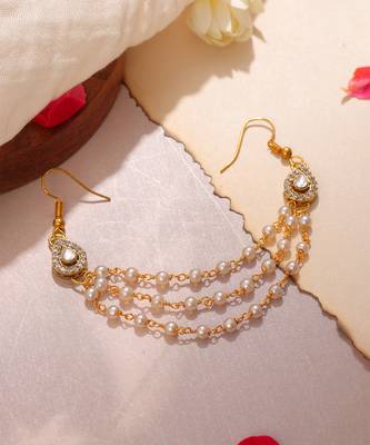 White stone double layer pearl hair chain 2