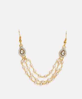 White stone double layer pearl hair chain 3