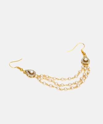 White stone double layer pearl hair chain 4