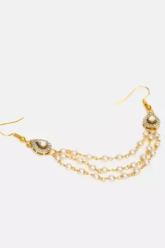 White stone double layer pearl hair chain