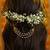 Mint green turquoise stone triple pearl hair chain