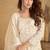 Cream embroidered net readymade sharara suit
